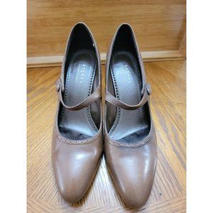 Axcess by Liz Claiborne Jaynee Women's Mary Jane Pumps Heels Brown Leather 9.5 M